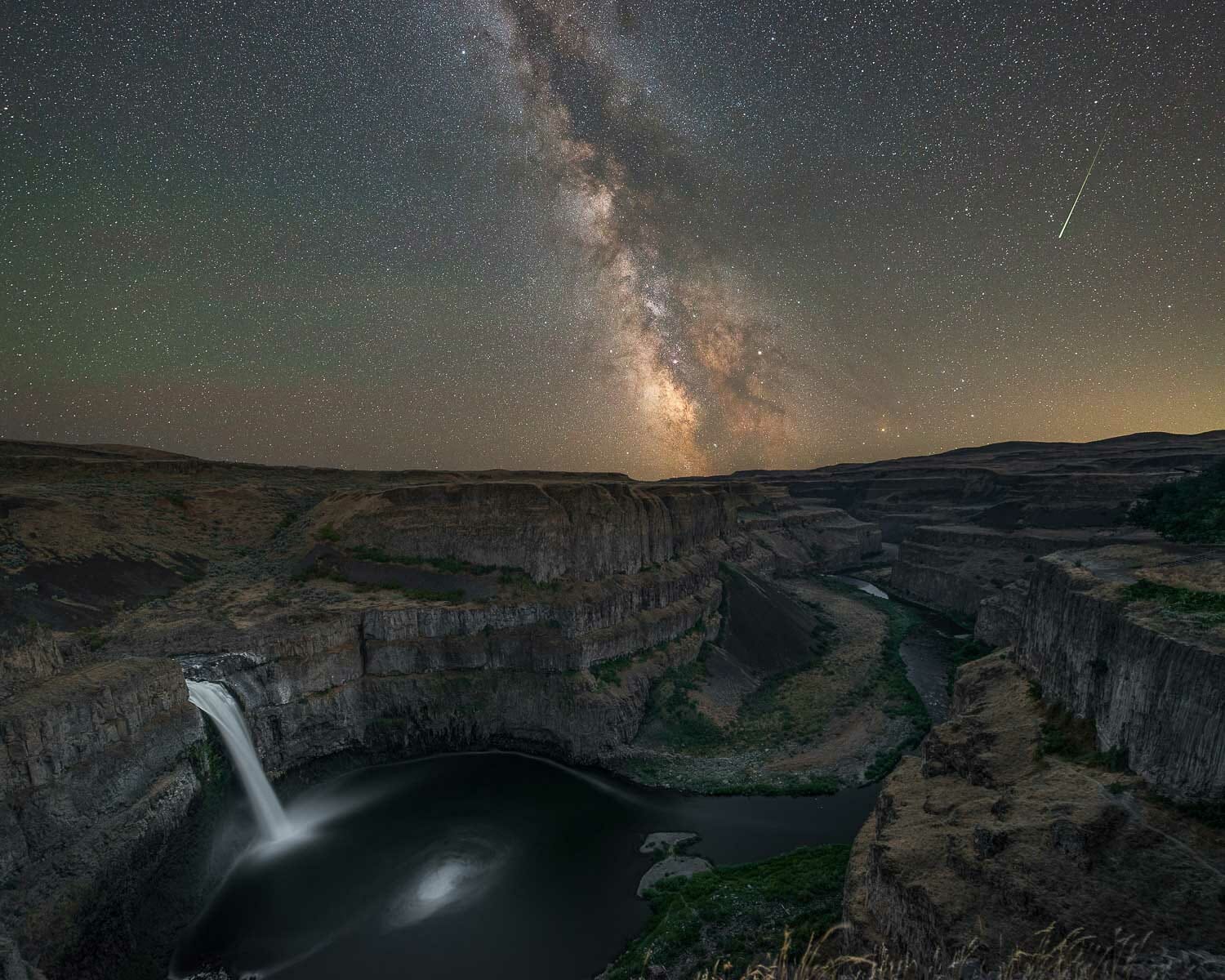 Milky Way appears over Palouse Falls in Washington state.