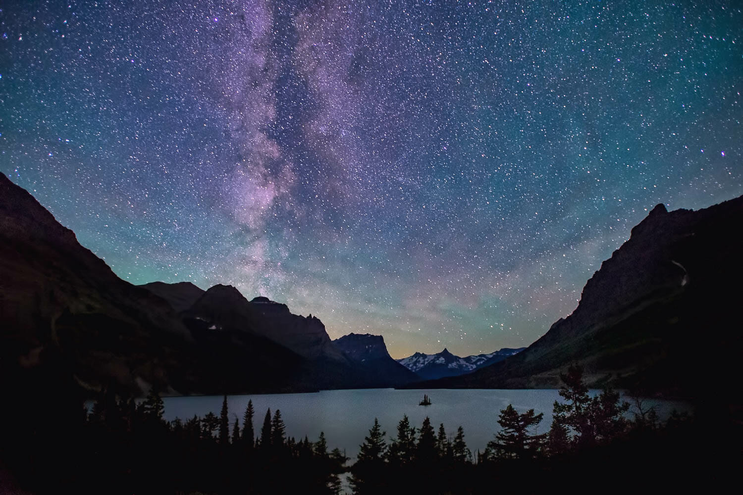The Milky Way above Saint Mary Lake in Glacier National Park