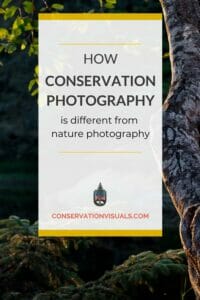 Informative poster highlighting the difference between conservation photography and nature photography.