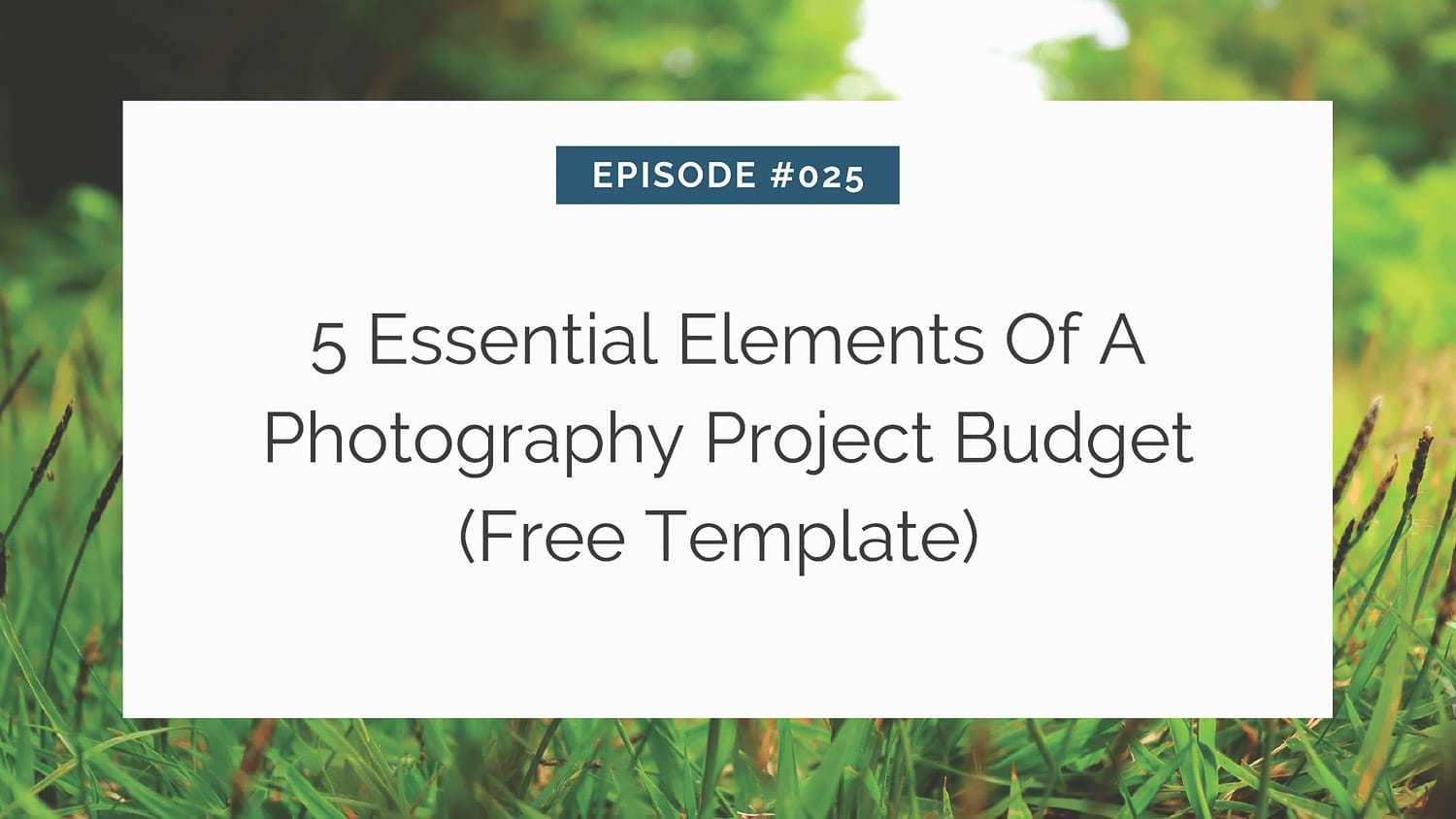 Slide presentation frame about photography project budgeting, offering a free template.